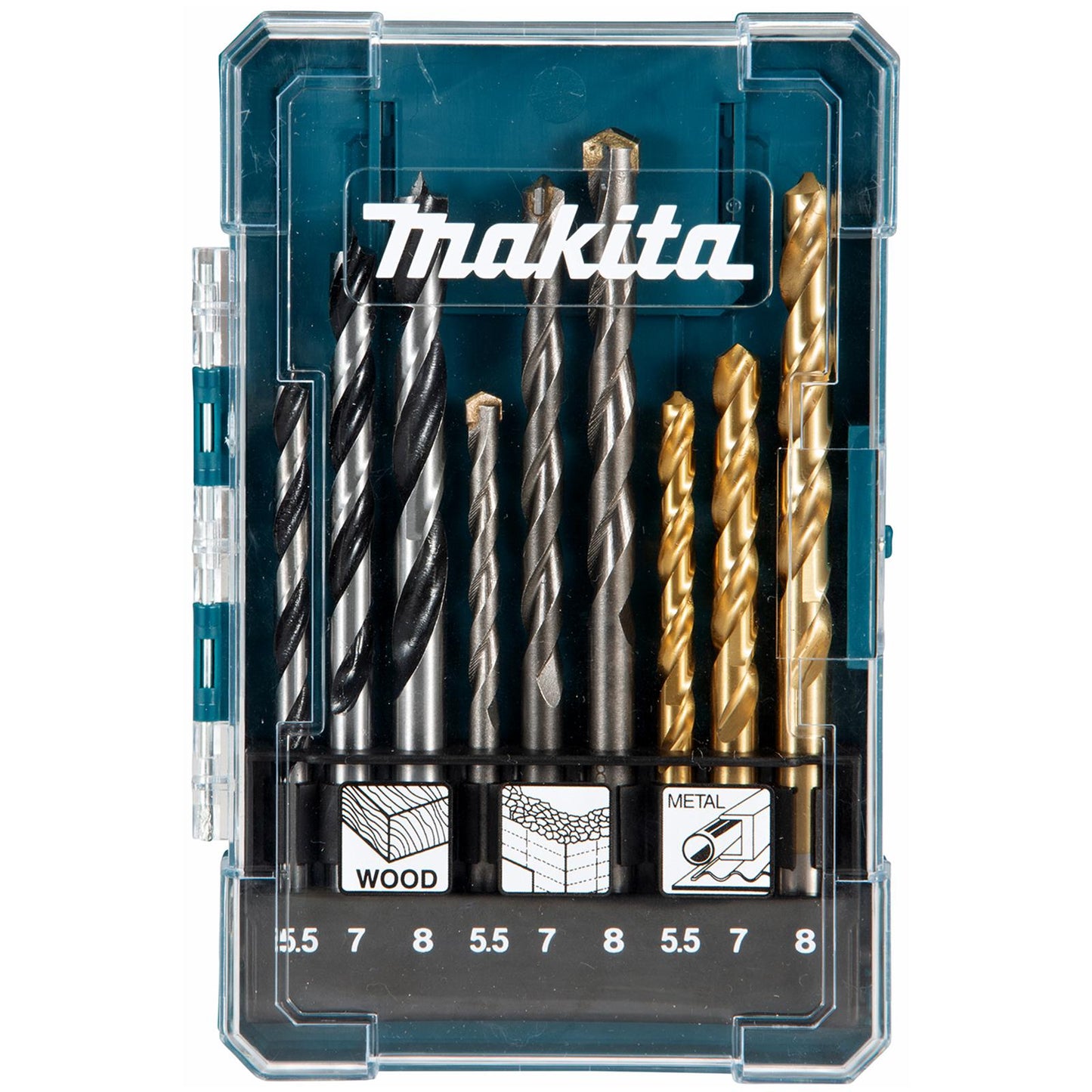 Makita 13-Piece Multi-Material Drill Bit Set β Wood, Concrete & Metal Compatible