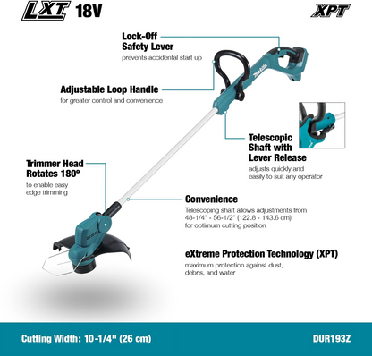 Makita DUR193Z 18V LXT Cordless Grass Trimmer – Lightweight & Efficient, Body Only