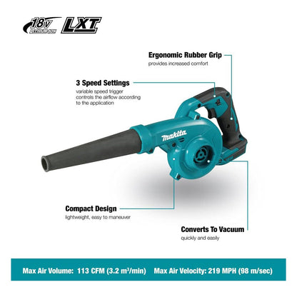 Makita 18V Blower Kit – Includes Dust Bag & 2 x 5.0Ah Batteries | Cordless Cleaning Power